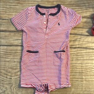 Ralph Lauren Striped Red and White Baby Romper